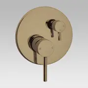 Pentro Brushed Yellow Gold Round Wall Mixer Tap with Diverter