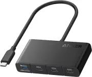 Anker USB-C Hub, Fast 10Gbps USB 3.2 Display Hub, USB-C to 4-Port Hub with 100W