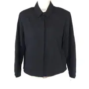 Vtg Nygard Blazer Jacket Women Size 6P Black Rayon Wool Long Sleeve Career NEW