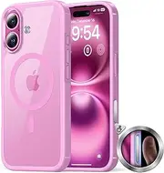 TAURI for iPhone 16 Case 6.1" with Single Camera Control Capture Button, Compatible with MagSafe, Military-Grade Protection, [Anti-Yellowing] Magnetic Phone Cover - Pink