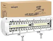 Nilight Marine LED Light Bar Navigation Lights 12Inch White Spot Flood Combo Ponton Boat Deck Dock Lights for Night Fishing T-top Stern Yacht Port Sailboat Trucks Tractors, 2 Years Warranty, 18062CW