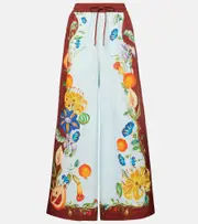[Alemais] Alémais Dahlia floral linen wide-leg pants UK 14 multicoloured
