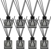 Perfume Reed Diffuser Bottle,Empty Square Essential Oil Bottles Glass Jar with Black Sticks For DIY Fragrance Replacement Diffuser Sets (50ml/1.7oz, Grey)