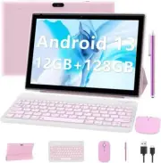 Android 13 Tablet 10 Inch, 12GB RAM+128GB ROM/1TB Expandable 12GB+128GB, Pink
