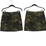 Top Shop Skirt Denim Mini Green Camo Cargo Army Military Streetwear Grunge 6