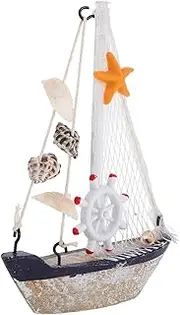 ADOCARN Beach Decor for Bathroom Mini Sailing Ship Model Nautical Yacht Ornament Wood Display Sail Boat