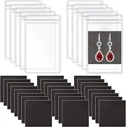 [Gersoniel] 100 Pieces Anti Tarnish Strips with Clear Plastic Jewelry Bags Sets, include 50 Self Seal Small Zipper Bag and 50 Anti Tarnish Strips for Jewelry Storage Supplies Bead Earring Screw (2.8 x 4 Inch)