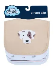 [Big Softies] Applique And Printed Bibs 3 Pack in Blue