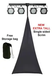 Black EXTRA TALL spandex lycra speaker scrim dj tripod stand cover single sided