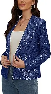 [utcoco] Womens Sequin Blazer Casual Long Sleeve Open Front Sparkle Blazer Jacket