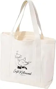 [Maison Kitsune] Maison Fox CKMU05101WW9001 CAFE KITSUNE BARISTA FOX TOTE BAG TAPIOCA, TAPIOCA, Free Size