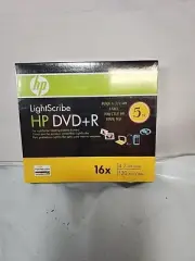 HP LightScribe DVD+R 16x 4.7 GB Data 120 Minute Video Discs 5 Packs.
