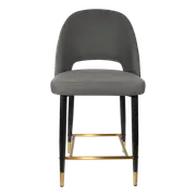 Durafurn 650mm High Anthracite Fabric Semifreddo Counter Stool with Black Metal Legs