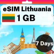 eSIM Lithuania - 1 GB - 7 Days - Travel eSIM | QR code activation