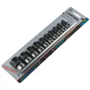 Dual Action 10241002 - Socket Set Thinwall 1/2" Drive 6-Point - 10 Piece Rail Metric