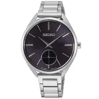 在飛比找momo購物網優惠-【SEIKO 精工】經典小秒針時尚腕錶-34mm/黑 SK0