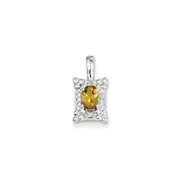 Sterling Silver Whiskey Quartz Diamond Pendant