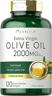 Olive Oil Supplement 2000mg | 120 Softgels | Cold Pressed Extra Virgin Olive Oil | Non-GMO, Gluten Free | by Carlyle