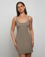 Easy A-Line Mini Dress in Brown