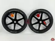 20 X2.125 6-SPOKE MAG RIM W/ OLD SCHOOL BMX MOTOCROSS-GRIP TIRES SCRAMBLER BIKE.