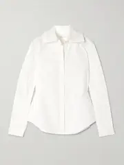 [SHUSHU/TONG] SHUSHU/TONG - Ruffled Cotton-poplin Shirt - White - UK 10 UK 10 White