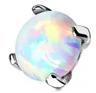 Body Accentz Prong Setting Lab Opal Stone 14K White Gold Dermal Anchor Top 3mm 1