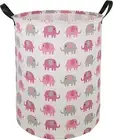19.7 Laundry Hamper Toys Box Storage Bins Canvas pink grey elephant