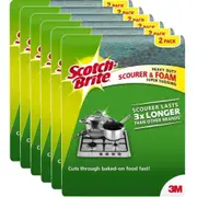 Scotch-Brite Heavy Duty Scourer & Foam Cleaner Scrub 2 Pack Box 6