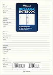 Filofax A5 Password Notebook Refill 20 Sheets