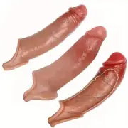 Penis-Extender BIG Extension Sleeve Realistic Penis Sheath Girth Enhancer Condom