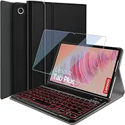 Backlit Keyboard Case for Lenovo Tab Plus 11.5 Inch 2024 with Screen Protector, 7 Colors Light Detachable Wireless Keyboard & PU Folio Cover Case for 11.5” Lenovo Tab Plus 2024