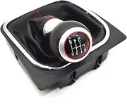 XEDLAMP Car Speed Gear Shift Knob Dustproof Cove 5or6 PU Leather Shift Knob Gaitor Cover, for VW, for Golf MK6 2009-2012 Car Gear Shift Knob(RED 6 Speed)
