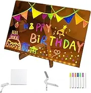 Kivvy - Magicboard, Magicboard Where Creativity Lights Up, Magicboard - Magic Drawing Board, Helloluno Led Drawing Board, Adjustable Holder and 7 Colorful Pens for Room/Store/Office (5.9 * 5.9in)