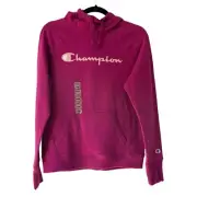 Champion Powerblend Purple Pull Over Spell Out Logo Fleece Lined Hoodie XS NEW