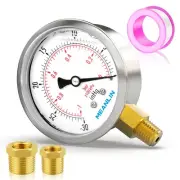-30inHG~0Psi Stainless Steel 1/8" NPT 2.5" FACE DIAL Vacuum Pressure Gauge, L...