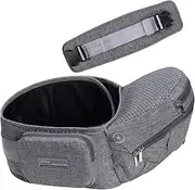 Bebamour Foldable Baby Carrier Hip Seat Ergonomic Toddler Waist Seat for 0-36 Months Baby Carrier Backpack (Light Grey)