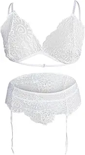 [Generic] Travel Bra Case European and American Sexy Lingerie Lace Three Point Suit with Garter Belt Multi Piece Underwear Eatable Panties