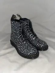 Dr. Martens 1460 Loud Leopard Lace Up Boots - Gunmetal NWB Us 10 Uk 8 ( Gr2016)