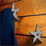 PRATIQUE Ninja Coat Hooks 2 Pack, Darts Star Wall Mounted Hooks, Stainless Steel Clothes Hats Hanger Holder (Steel Ninja)