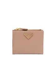 Prada Logo Plaque ZIpped Wallet One size Nude
