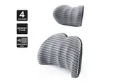 Vivva Car Seat Memory Foam Lumbar Back Pillow Support Back Chair Cushion and Neck Pillow Kit(Light Grey Kit)
