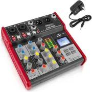 Studio Audio Sound Mixer Board - 4 Channel Bluetooth Compatible Professional Por