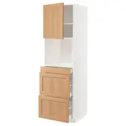 METOD / MAXIMERA hi cab f micro combi w door/3 drwrs, white/Vedhamn oak, 60x60x200 cm
