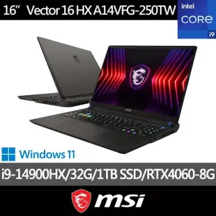 【MSI 微星】16吋i9 RTX4060電競筆電(Vector16 HX/i9-14900HX/32G/1TB SSD/W11/A14VFG-250TW)