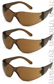 3 Pair/Pack Gateway Starlite Mocha/Brown Safety Glasses Sunglasses Z87+ CSA Z94