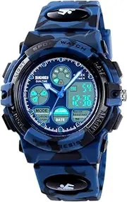 [Dayllon] Boys Digital Watch Outdoor Sports 50M Waterproof Electronic Watches Alarm Clock 12/24 H Stopwatch Calendar Boy Girl Wristwatch - Colorful Blue