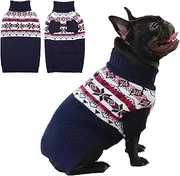 IECOii Medium Dog Sweater,Dog Sweaters for Medium Dogs Girl,Christmas Dog Sweater Turtleneck Dog Sweatshirt for Small Medium Dogs,Pet Pullover Jumper Blue Dog Sweater for Bichon,Jack Russel,M