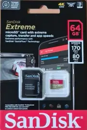 SANDISK Micro SD Card 32GB 64GB 128 GB + Adapter for GoPro, Dash Cam, Drone