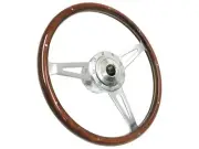 1975-77 Ford Bronco 9-Bolt 15" Premium Walnut Wood Anodized Steering Wheel Kit (for: Ford)