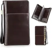 [CONTACTS] Family Passport Holder for 4 Leather Passport Wallet RFID Blocking Travel Documents Organizer with 4 Passport Slot, 13 Card Slot